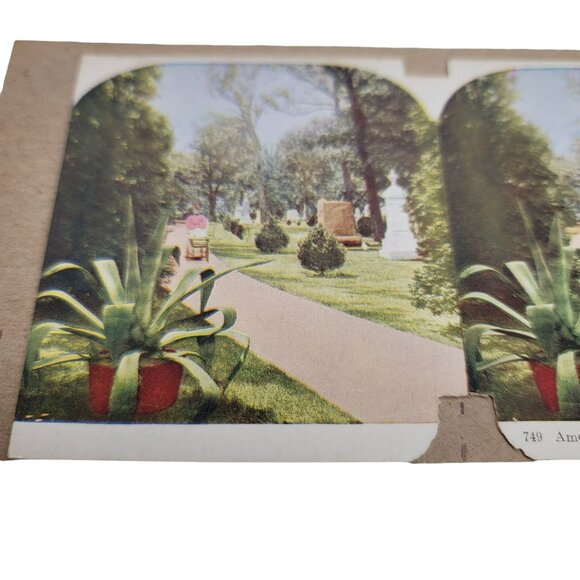 Arlington National Cemetery Stereoscope Photo Card Among the Graves Color LI73 - Picture 3 of 4